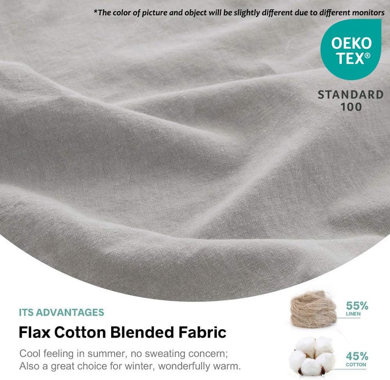 Simple&Opulence Belgian Linen Sheet Set Solid Color - 4 Pieces (1 Flat Sheet, 1 Fitted Sheet & 2 Pillowcases) Natural Flax Cotton Blend Soft Breathable Farmhouse Bedding - Full Size, Grey - Image 2